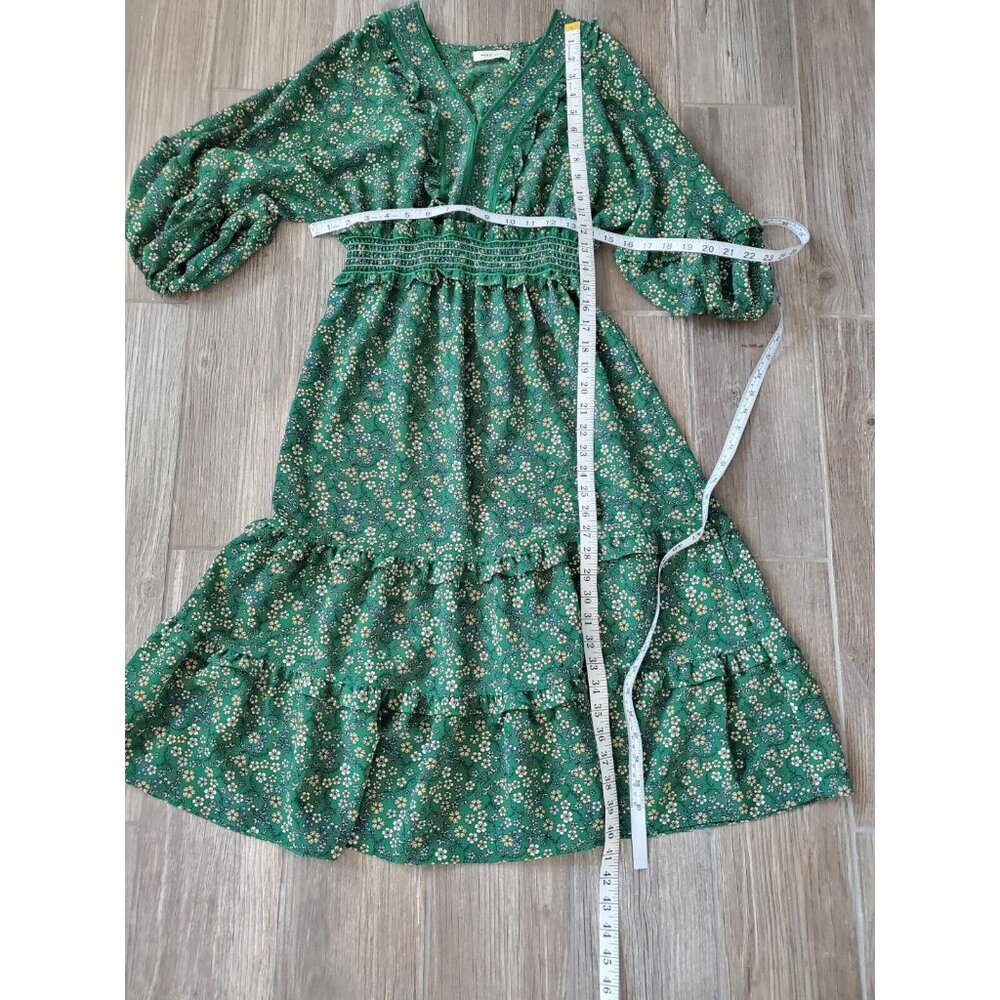 Max Studio Floral Print Boho Dress 3/4 Sleeve midi Size Medium - Picture 2 of 6